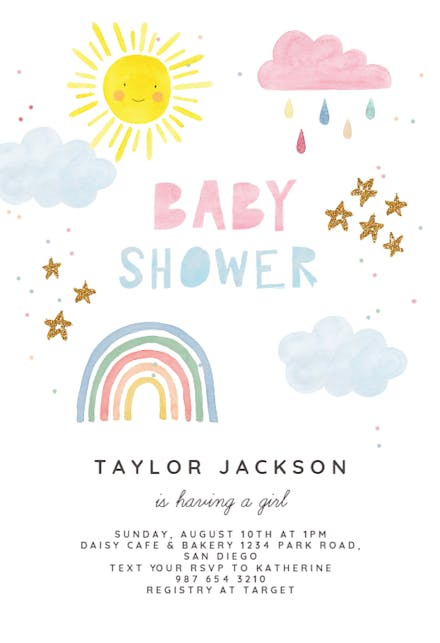 Magical rainbow - baby shower invitation