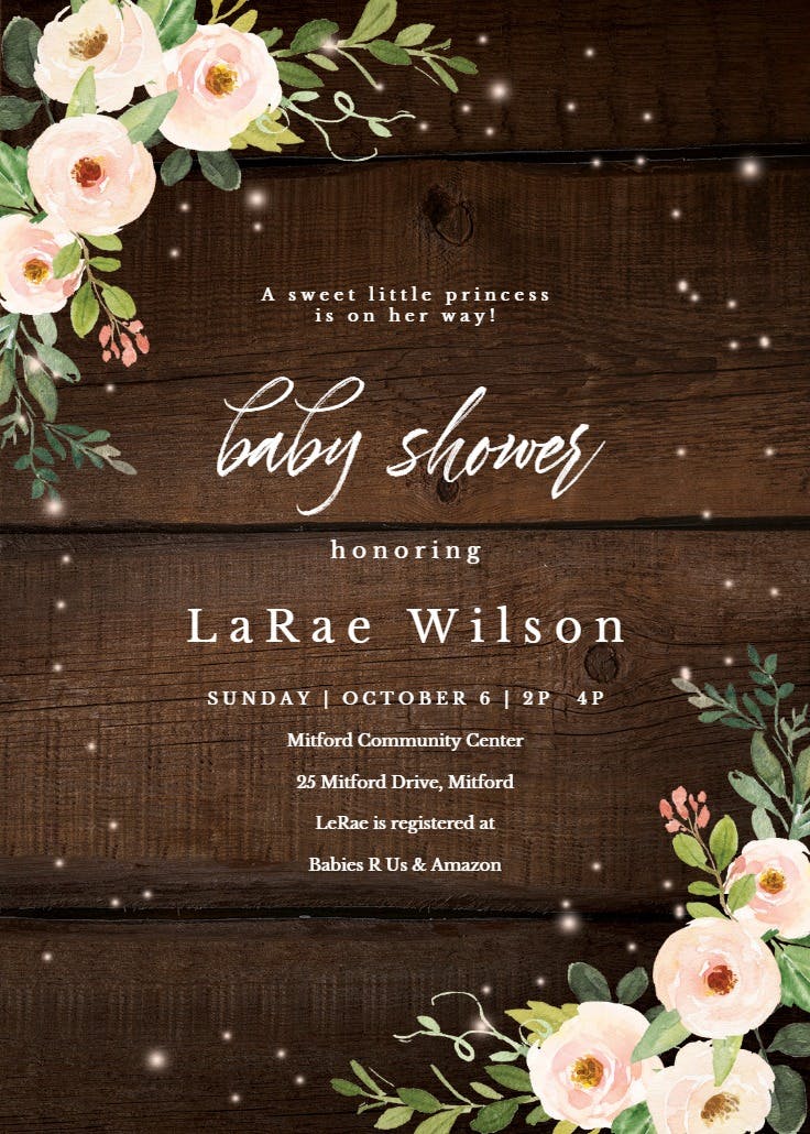 Magical rustic floral - baby shower invitation