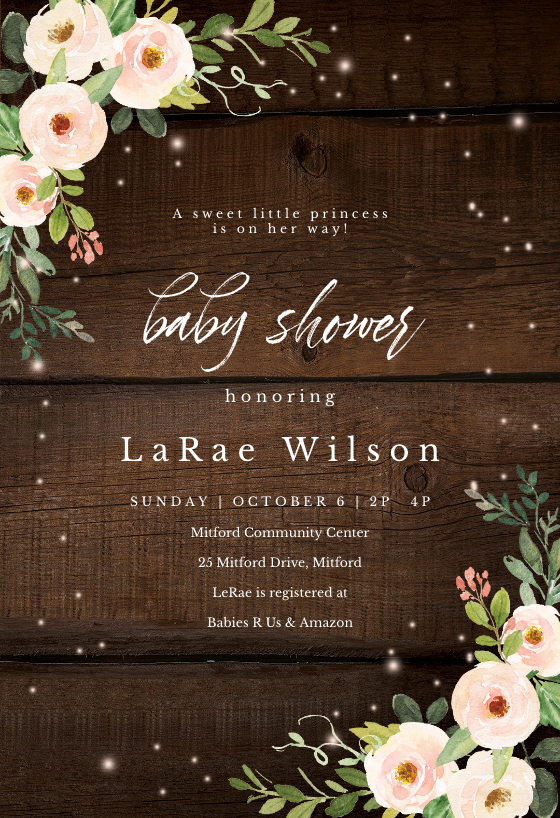 rustic floral baby shower invitations