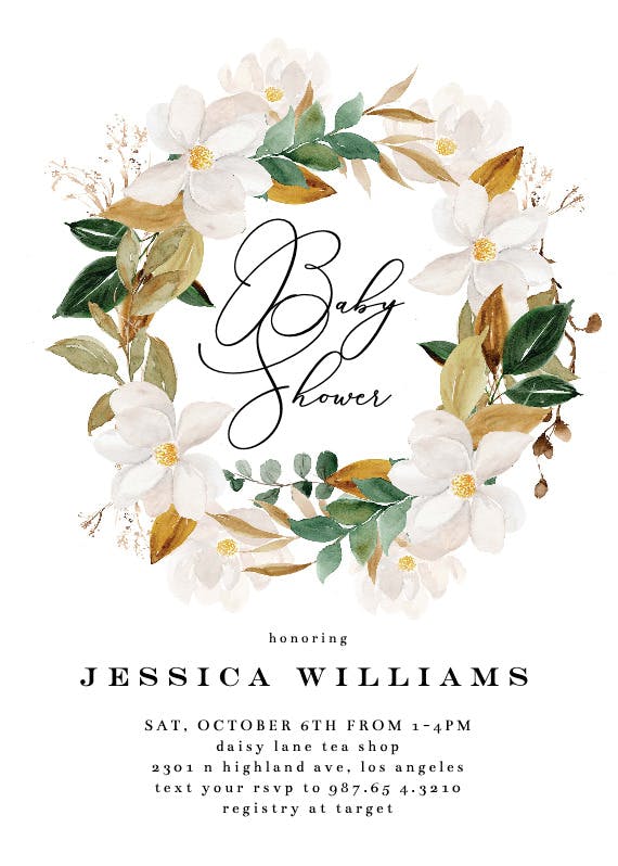 Magnolia blooms - baby shower invitation