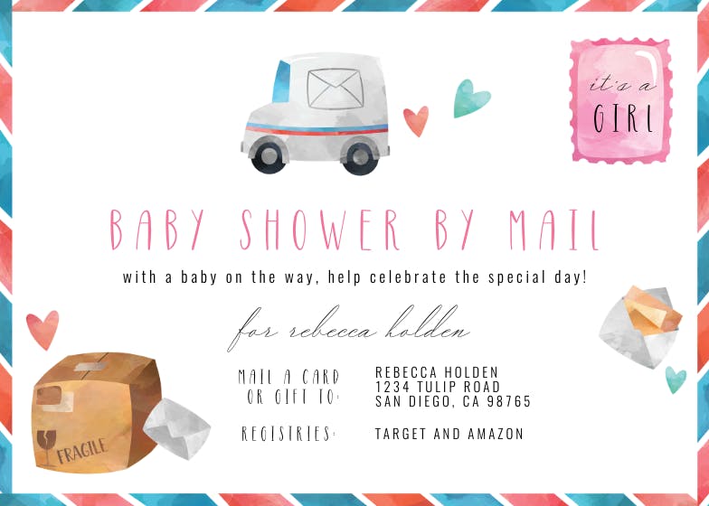 Mail truck - baby shower invitation