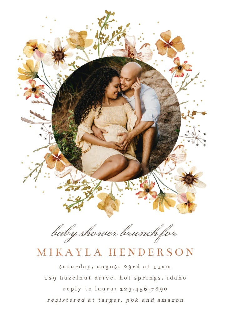 Meadow wreath - baby shower invitation