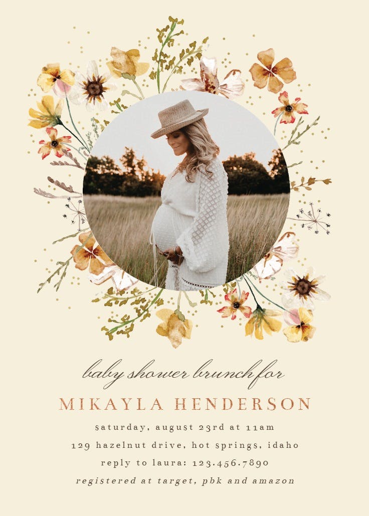 Meadow wreath - baby shower invitation