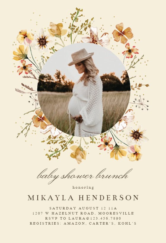 Meadow wreath - baby shower invitation