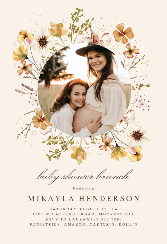 Meadow wreath - baby shower invitation