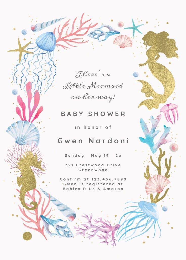 Mermaid merriment - invitación para baby shower