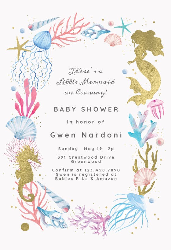 Mermaid merriment -  invitación para baby shower