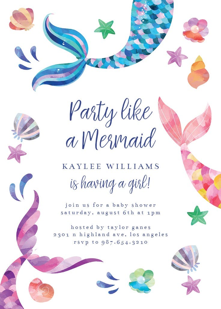 Mermaid tail - invitación para baby shower