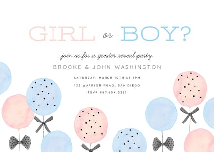 Minimal balloons - gender reveal invitation