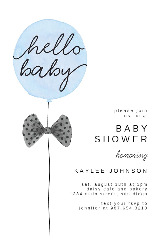 Minimal balloons -  invitación para baby shower