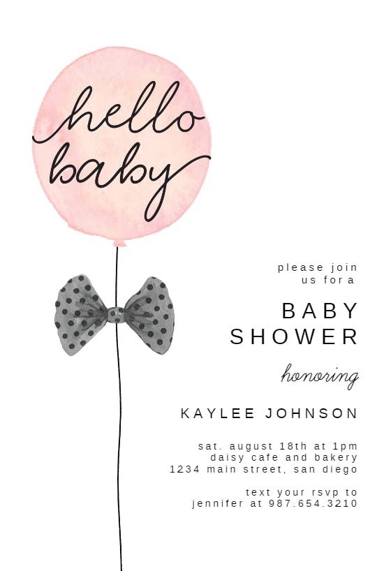 Minimal balloons -  invitación para baby shower