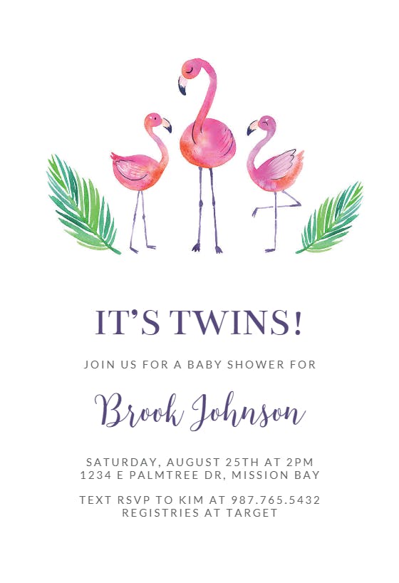 Mom & baby flamingo - baby shower invitation