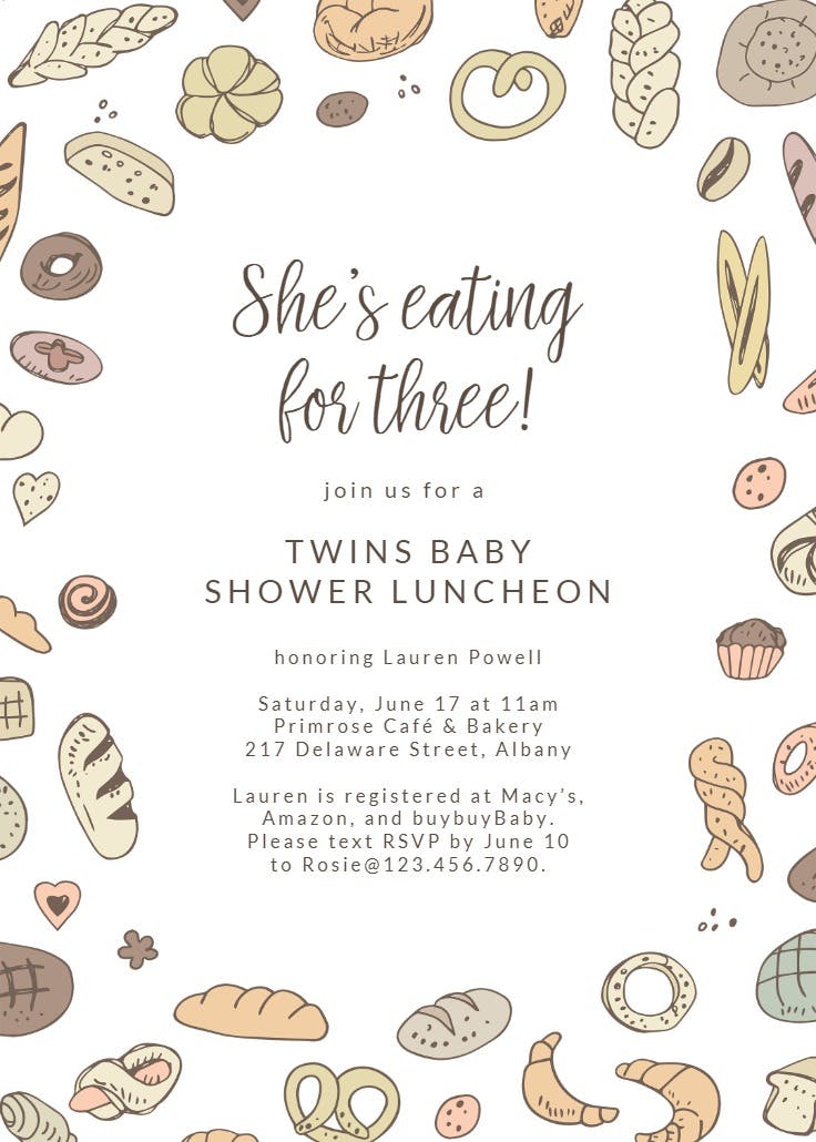 Mommy menu - baby shower invitation