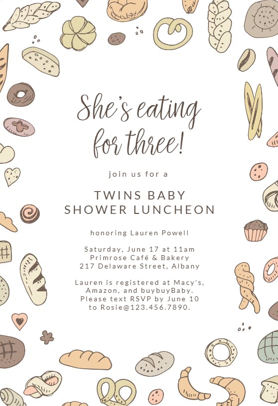 Mommy menu - baby shower invitation