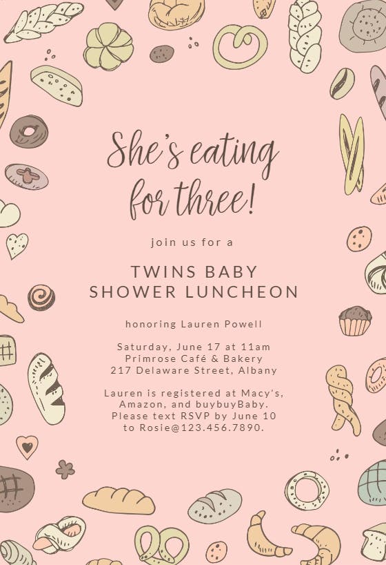 Mommy menu - baby shower invitation