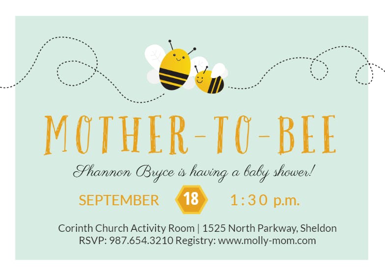 Mother to bee -  invitación para baby shower