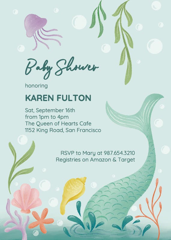 Mystical mermaid - baby shower invitation