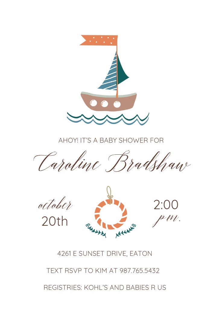 Nautical - baby shower invitation