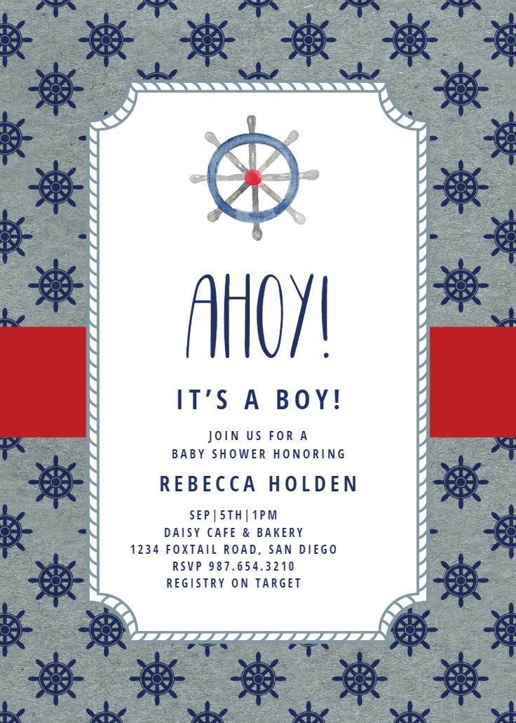 Nautical border - baby shower invitation