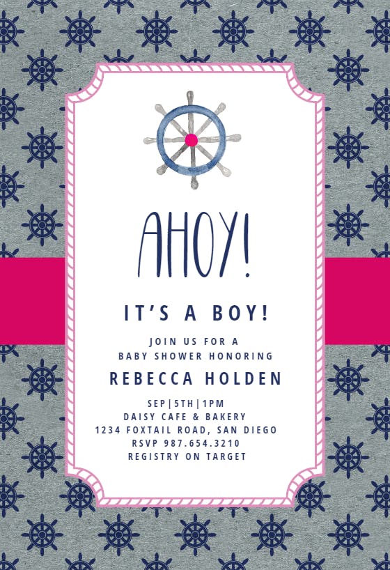 Nautical border - baby shower invitation
