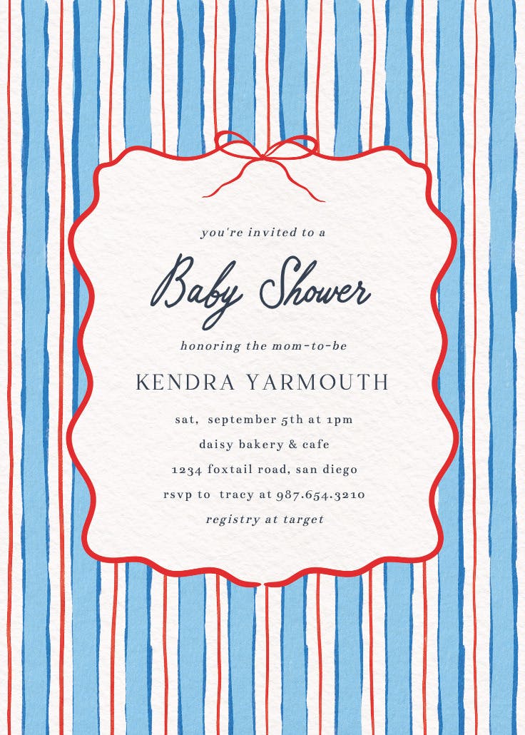 Nautical lines - baby shower invitation