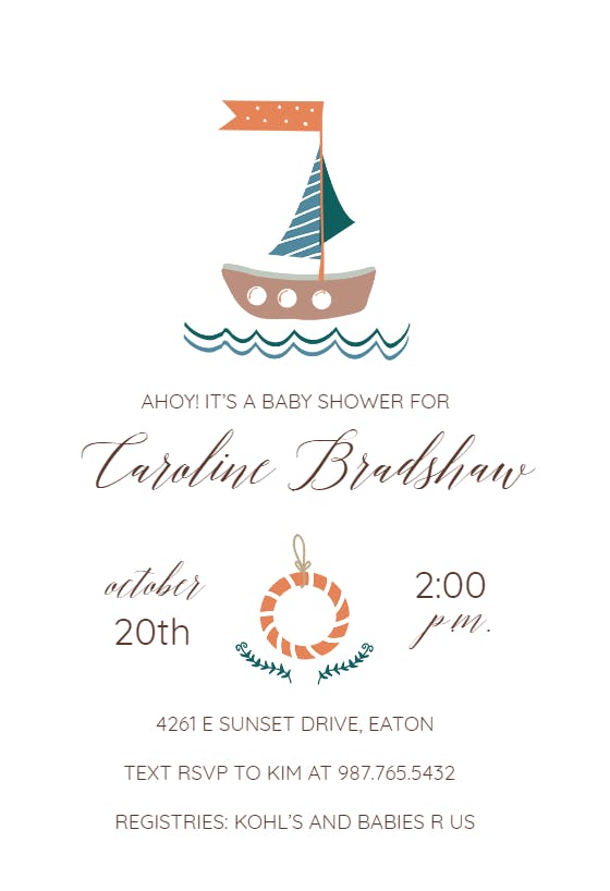 Nautical - baby shower invitation