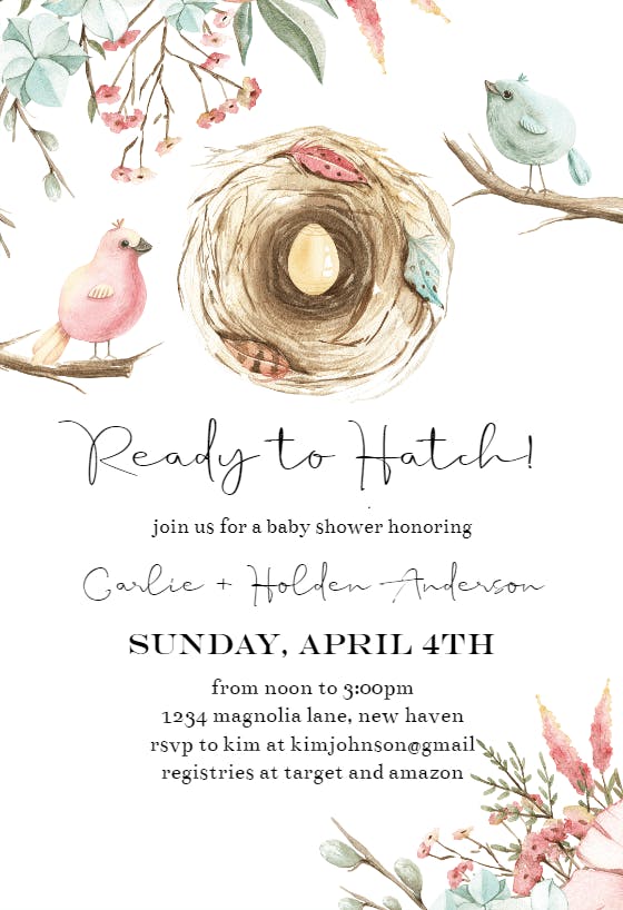 Nest - Baby Shower Invitation Template (Free) | Greetings Island