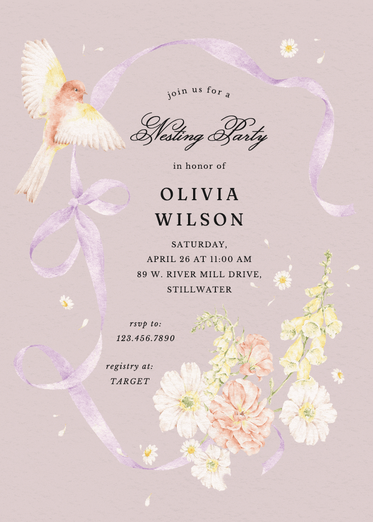 Nesting party - baby shower invitation