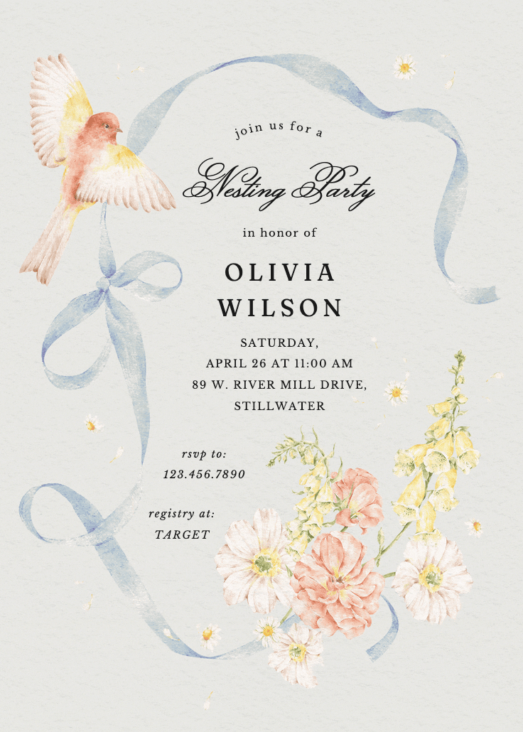 Nesting party - baby shower invitation