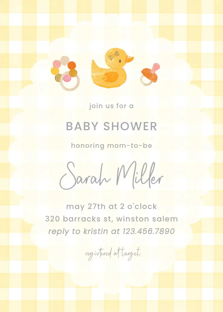 New baby duck - invitation baby shower