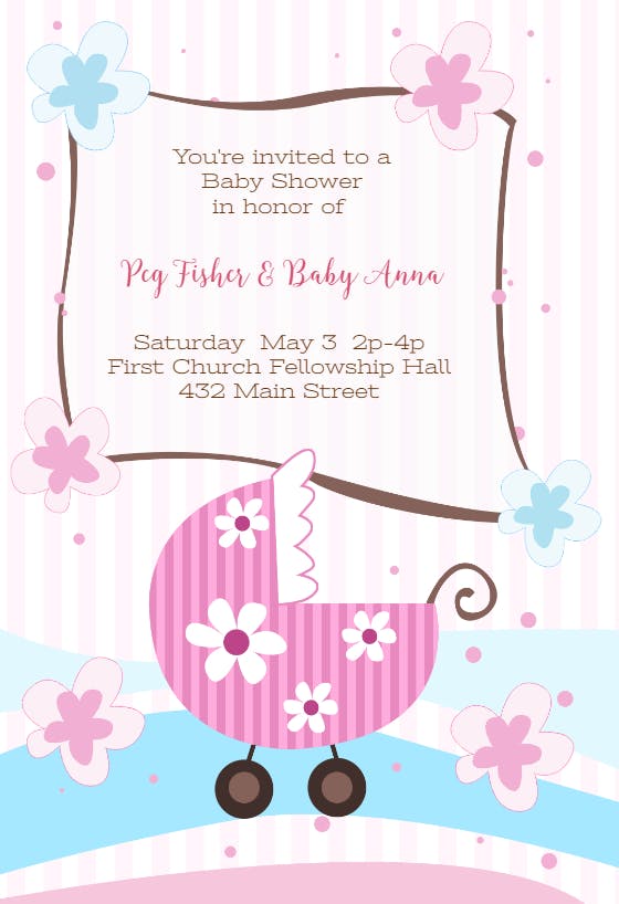 New baby girl -  invitación para baby shower de bebé niña gratis