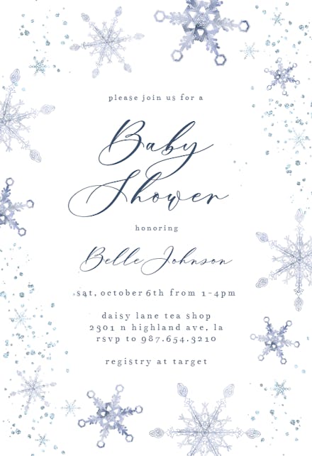 Night Snowfall - Baby Shower Invitation
