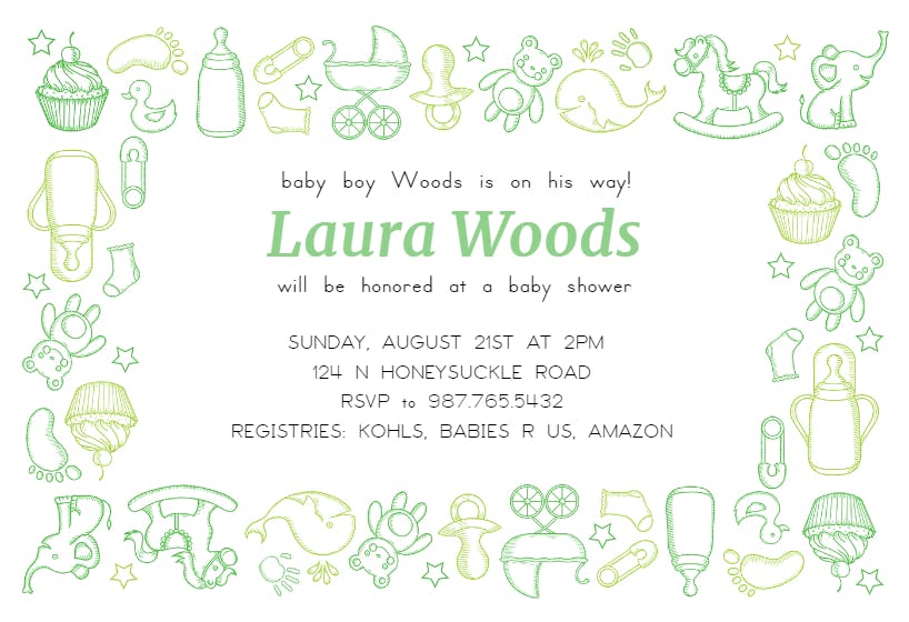 Nursery -  invitación para baby shower de bebé niño gratis