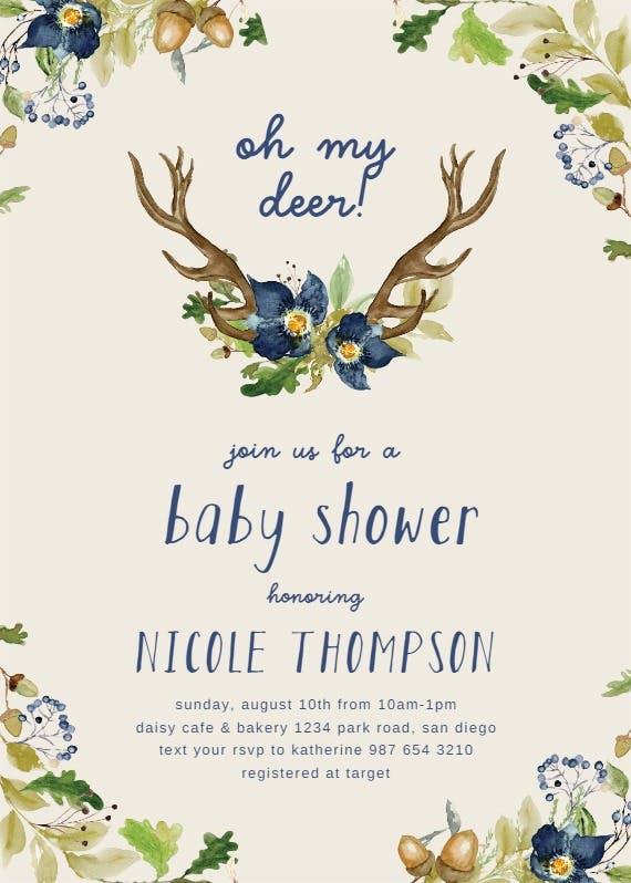 Oak and berry - baby shower invitation