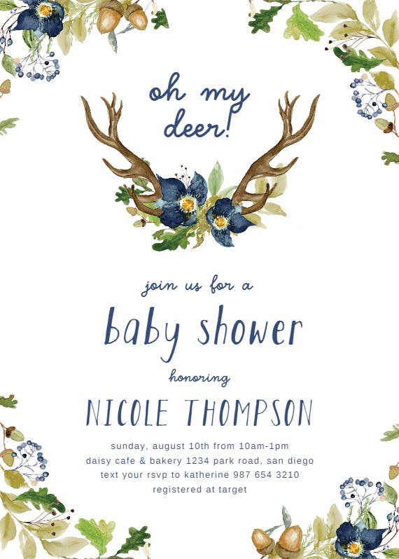 Oak and berry - baby shower invitation
