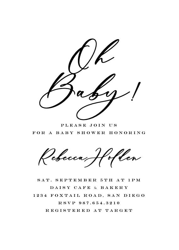 Oh baby -  invitación para baby shower de bebé niño gratis