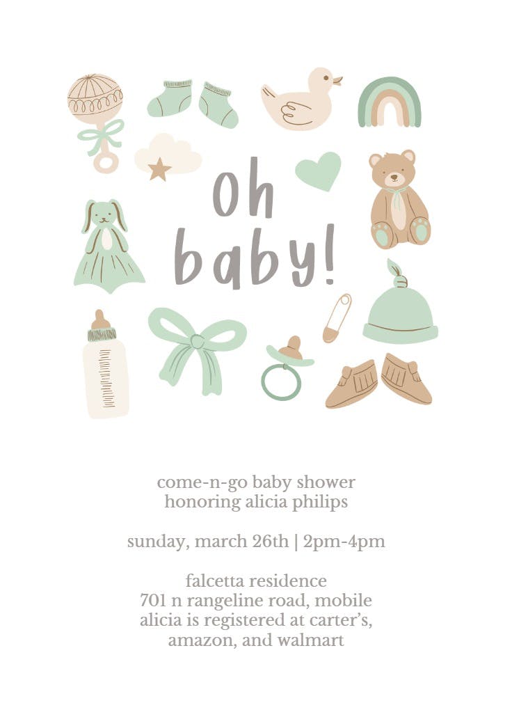 Oh baby - baby shower invitation