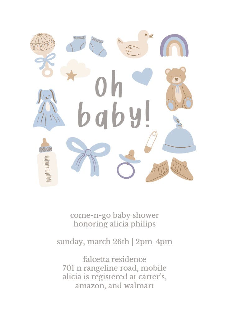 Oh baby - baby shower invitation