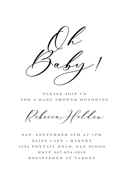 Oh Baby Baby Shower Invitation Template Free Greetings Island