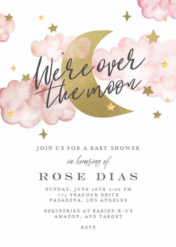 Over the moon -  invitación para baby shower