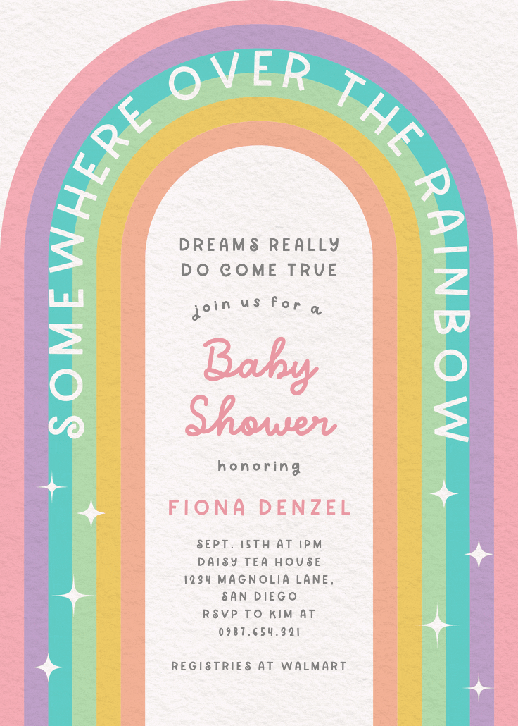 Over the rainbow - baby shower invitation
