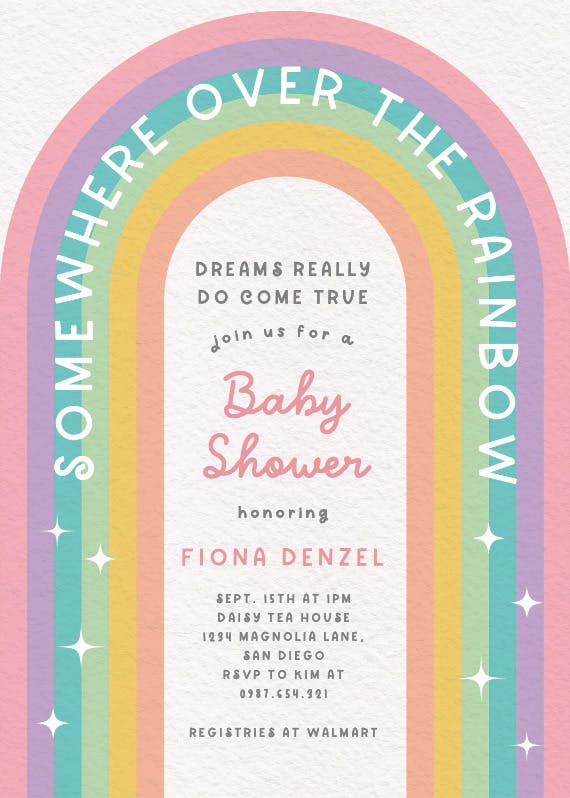 Over the rainbow -  invitación para baby shower