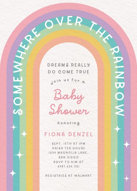 Over the rainbow - baby shower invitation