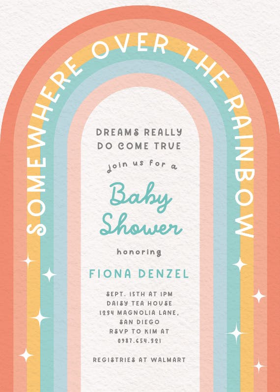 Over the rainbow - baby shower invitation