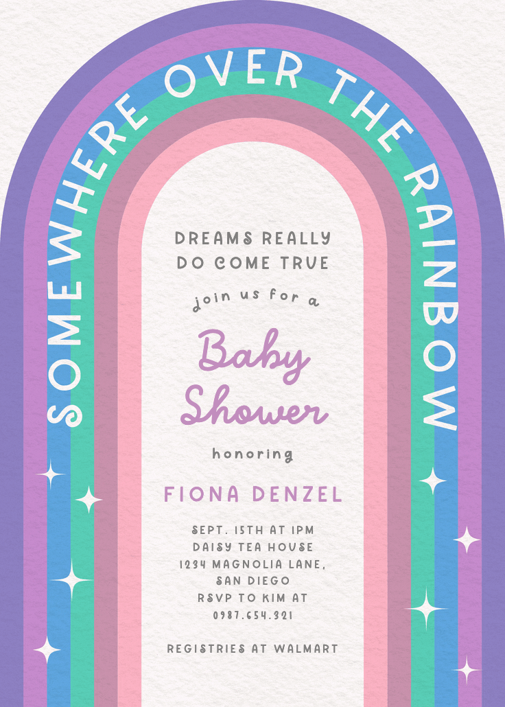 Over the rainbow - baby shower invitation