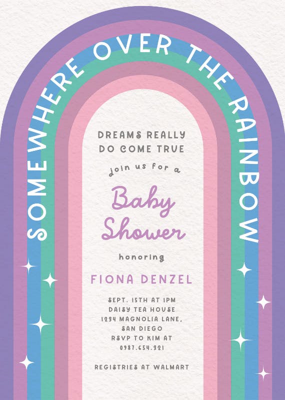Over the rainbow -  invitación para baby shower