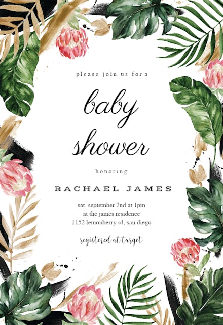 painterly tropical - baby shower invitation template