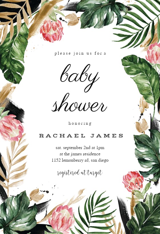 Painterly tropical -  invitación para baby shower