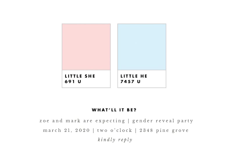 Pantone baby - gender reveal invitation