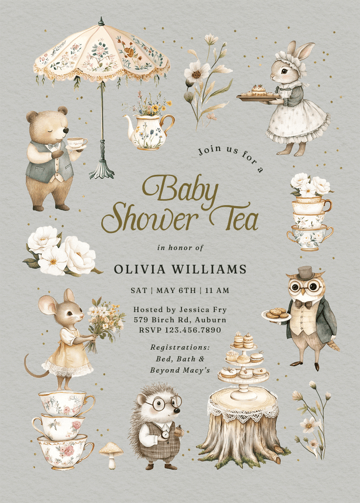 Par-tea animals - baby shower invitation